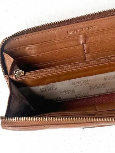 michael kors - carteira feminina couro caramelo