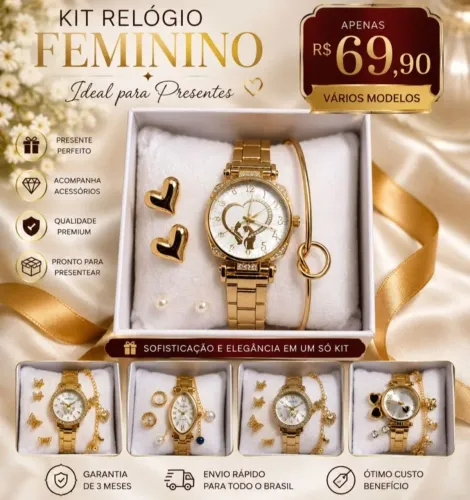 Kit relogio feminino