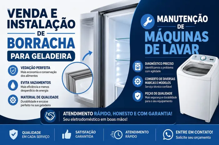 Serviços e venda de peças para geladeira e máquina de lavar 