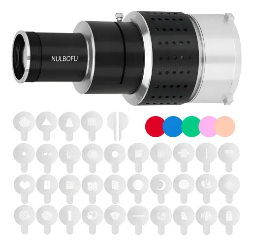 Snoot óptico cônico projetor de luz com 35 globos+5 filtros coloridos foco ajustável 