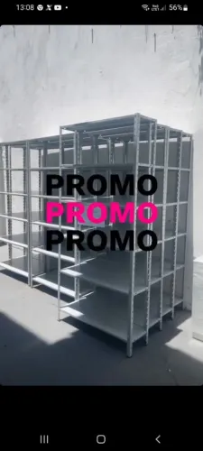 Estante de ferro 6 bandejas cinza com pintura eletrostática 