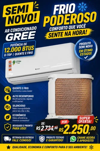 Ar Condicionado Split 12000btus Gree G-top, quente Frio