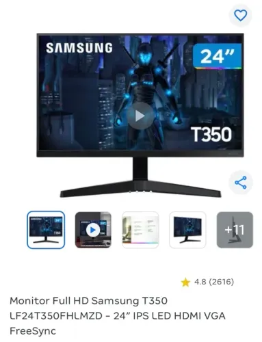 Monitor Samsung 74hz full HD