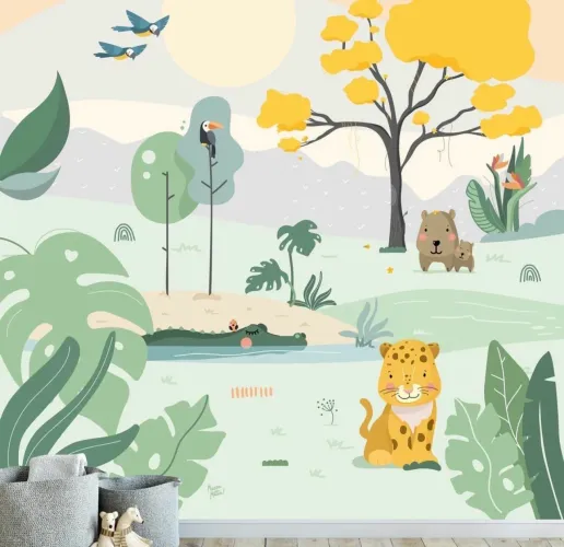 Papel de parede animais infantil