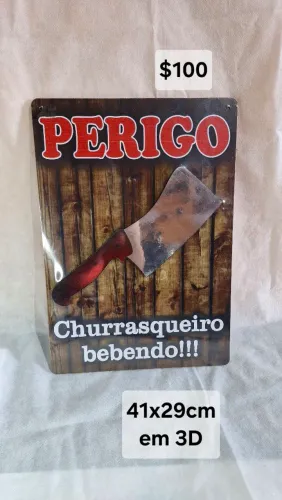 Placa Decorativa 3D - Tema Churrasco 