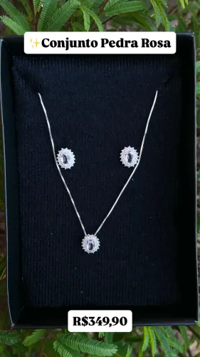 Conjunto Brinco+Colar Prata 925