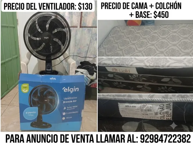 Ventas Ventilador e colchão com base