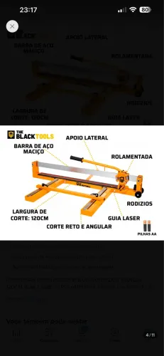 Cortador de piso profissional Black Tools 1,20m está novo embalado