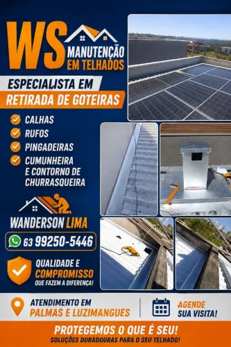 Manutenção em telhado, calhas rufos pingadeiras e contorno de churrasqueira 