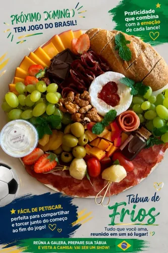Sabor e praticidade para o jogo do Brasil com nossa tábua de frios