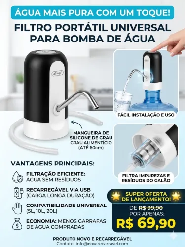 FILTRO PORTÁTIL UNIVERSAL PARA BOMBA DE ÁGUA