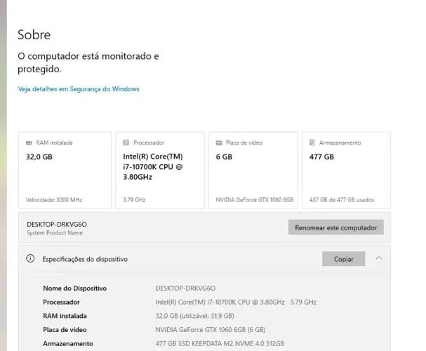 Pc gamer i710700k