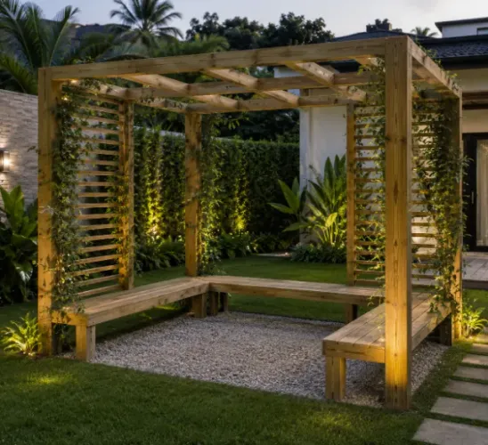 Pergolado de madeira jardim