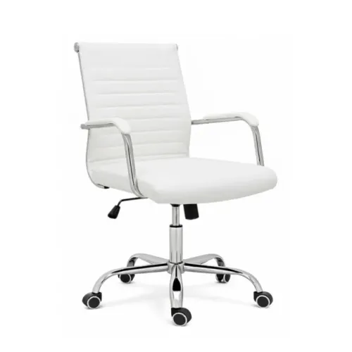 Cadeira Diretor Charles Eames Branca Base Cromada Giratória Conforto Premium 31095
