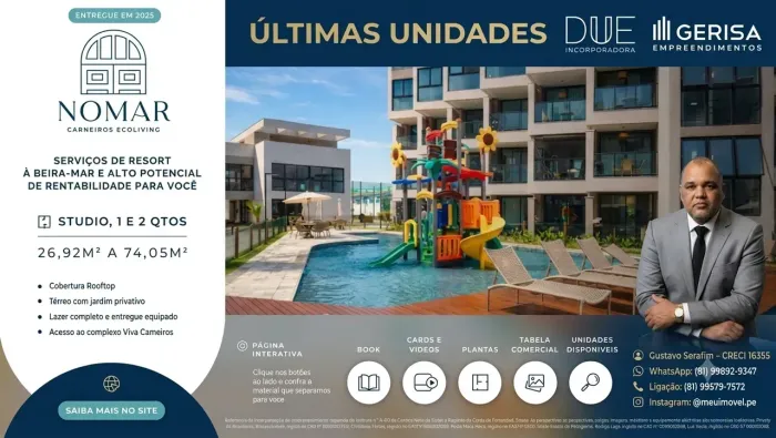 Imóvel para venda possui 26 metros quadrados com 1 quarto em Praia dos Carneiros - Tamanda