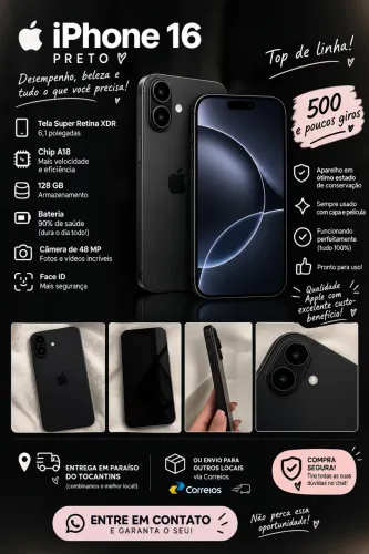 Iphone 16 preto em ótimo estado