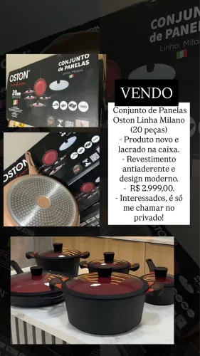 Conjunto de Panelas Oston Linha Milano 20 Peças - Novo Lacrado