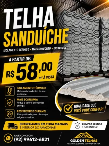 Telha Sanduíche a partir de R$58,00!