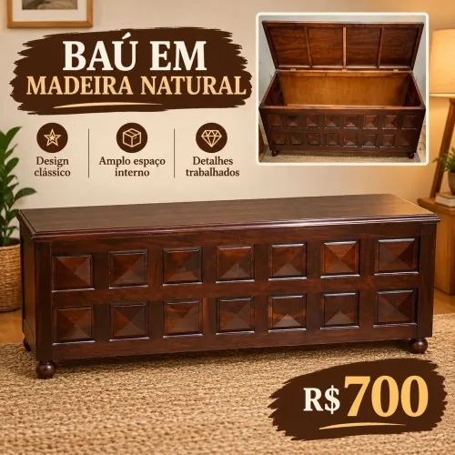 Baú de madeira Natural