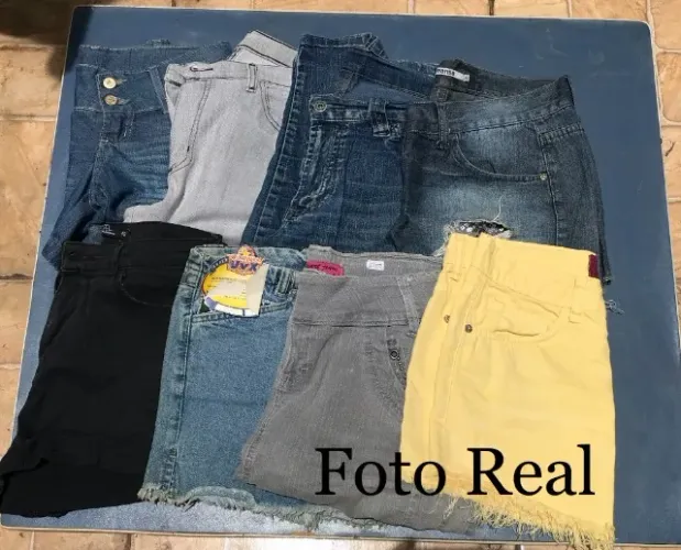 Shorts e bermudas Jeans tamanhos P e M - 2,00 cada peça (Kit com 20 peças)