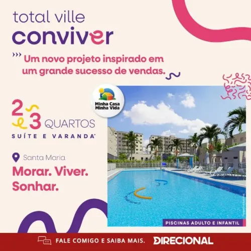 Joeasilva - AP 2 quartos Total Ville Conviver Santa Maria Lazer completo
