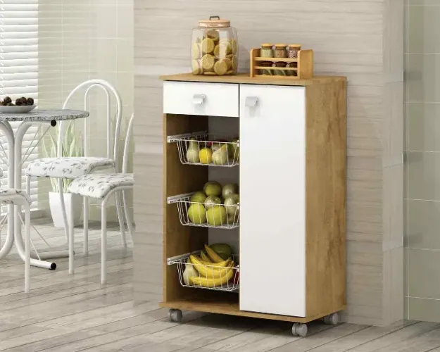 Promoção! Fruteira Natasha Castanho/Branco Até 12x - Frete Grátis