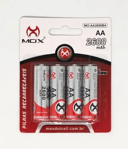 Pilhas Recarregáveis AA 2600mAh Mox Produto Novo na Embalagem Lacrada