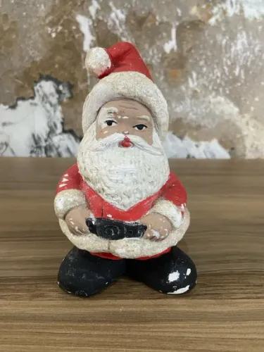 Antigo Papai Noel em Gesso | Anos 70 | Antiguidades | Donareliquias 