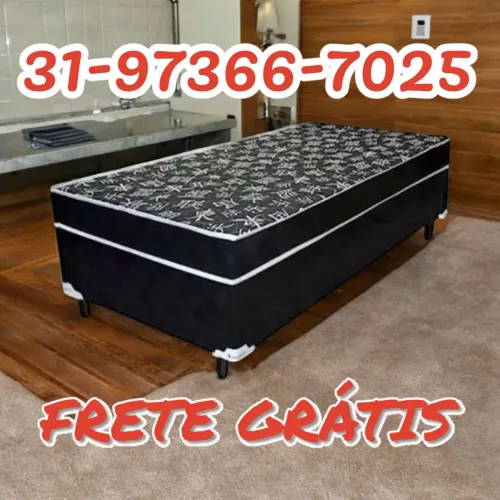 CAMA SOLTEIRO BOX D33 / COLCHÃO 6CM DE ESPUMA 