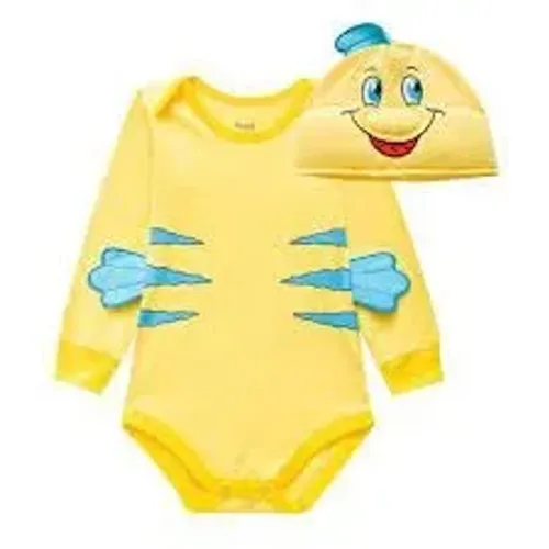 Body Manga Longa e Touca Peixinho Tamanho 9 - 12 Meses