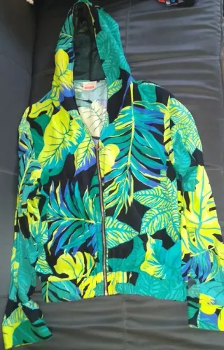 Jaqueta tricoline com Capuz Tropical
