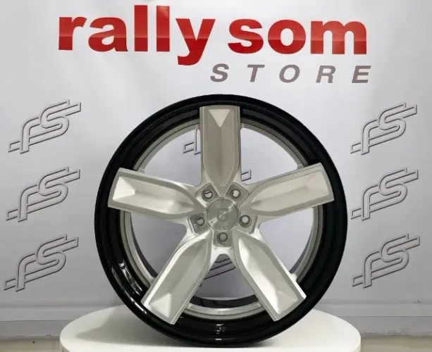  Rodas Gisa F071 Aço Escovado Borda Preta 5x112 - 20x9,5 e 20x11 Offset 15 e 20