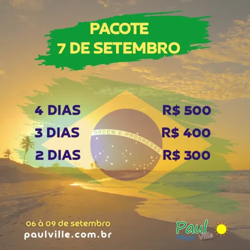 Super pacotão feriado setembro e muito mais?.