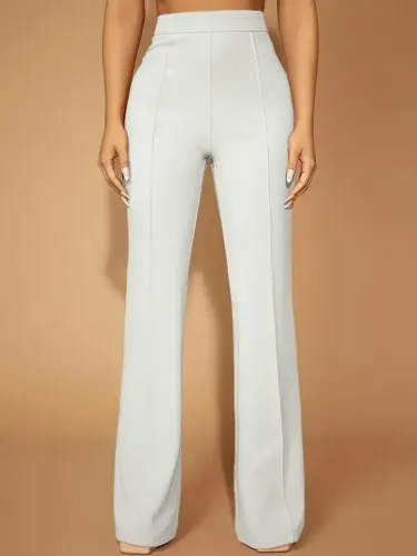 Calça branca feminina pantalona cintura alta
