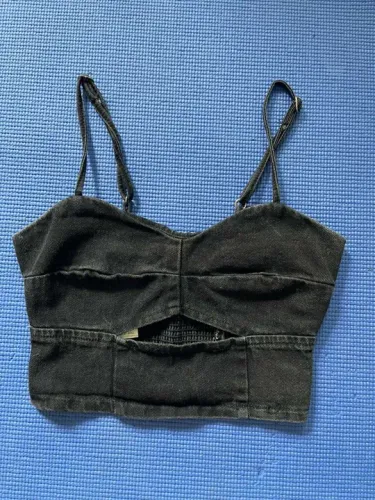 Top Cropped Jeans Preto