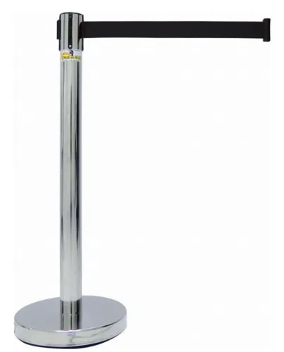 6 x Pedestal Separador de Fita Cromado com Fita retrátil preta Zeus