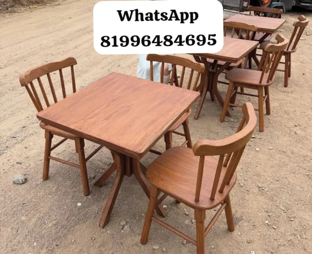Conjunto de mesa de madeira maciça