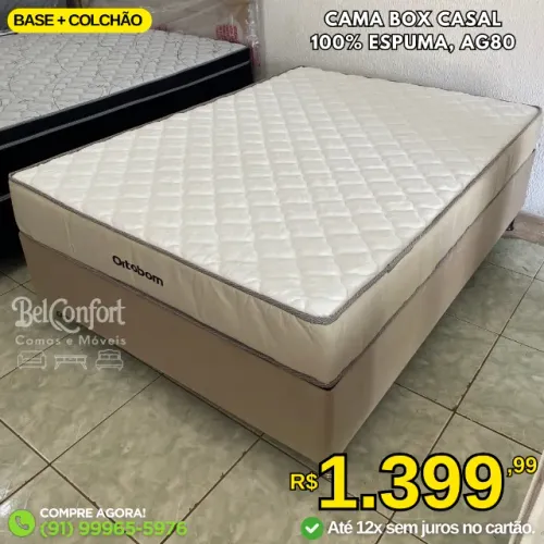Cama Box Casal Espuma AG80 Dupla face