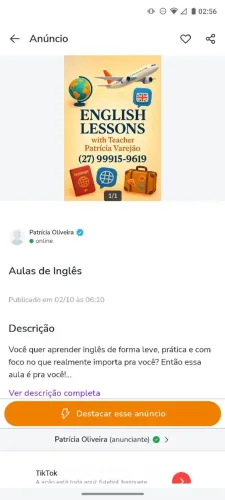 Aula de Inglês - Personalizadas