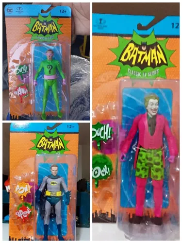 Bonecos da série clássica Batman - Charada, Batman e Coringa