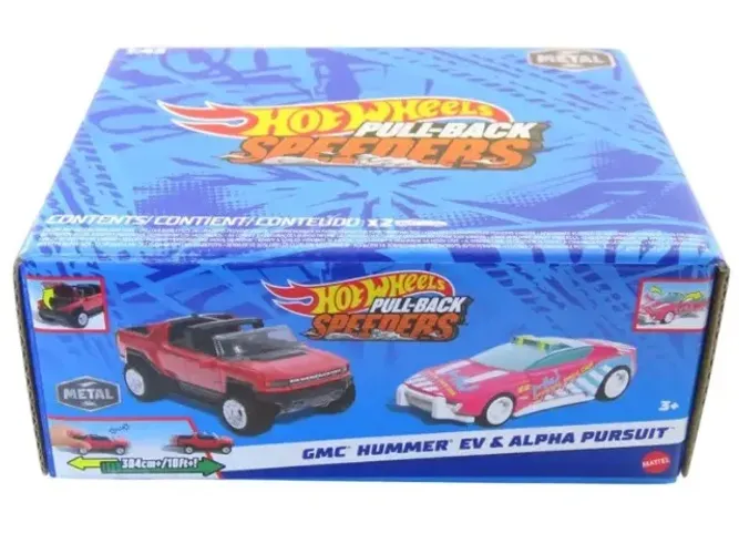 Kit com 2 Carrinhos Miniaturas Hot Wheels Pullback Speeders Metal Mattel