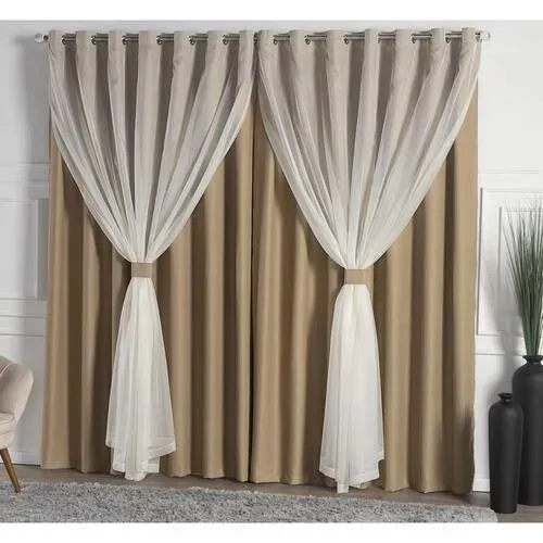Cortina Blackout Bege/Branco
