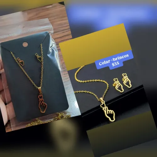 COLAR +BRINCOS-AÇO INOXIDÁVEL 