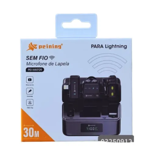 Microfone de Lapela Sem Fio para Lightning PEI-MKF09 - Peining  cod: 4716
