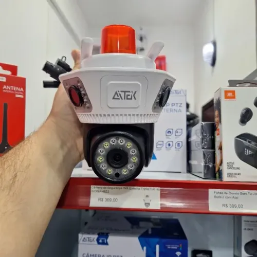 Câmera de Segurança Tripla Full HD Via Wifi Celular