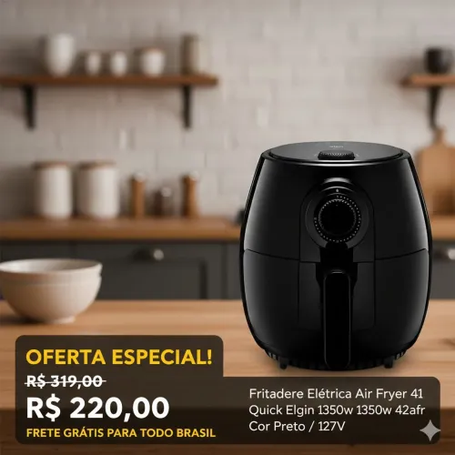Fritadeira Elétrica sem Óleo Quick Fryer 4L Preta 1350W 127V 42AFR4001000 - Elgin