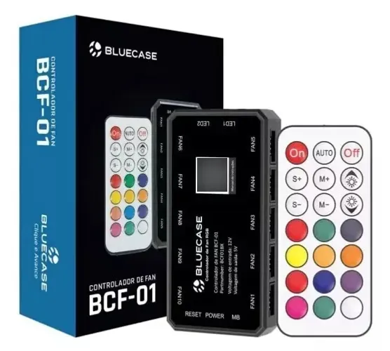 Controlador de FAN Bluecase BCF-01 - Controle Total com Controle Remoto e Conector para Pl