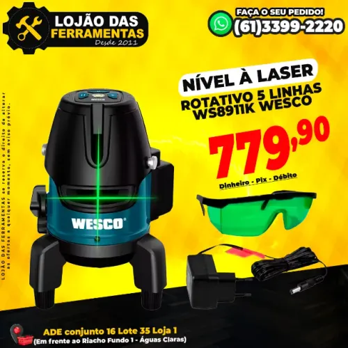 Nível à Laser Rotativo 5 Linhas Ws8911k Wesco