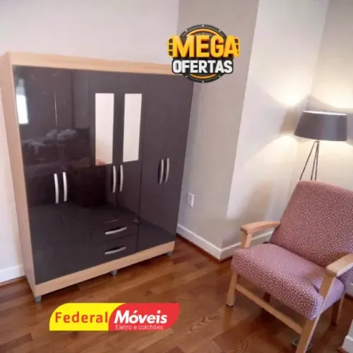 GUARDA ROUPA ALL BLACK MULTI C/ ESPELHO MAIS VENDIDO (ENTRE EM CONTATO)