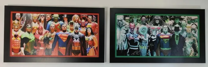 2x Quadro Alex Ross - Super Herois - Dc - Autografados